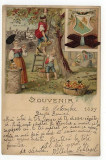 Litografie reclama Ciocolata Suchard, circulata 22 octombrie 1899