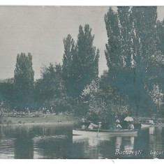 133 - BUCURESTI, Park and Cismigiu Lake - old postcard, real PHOTO - used - 1910