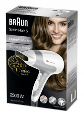 Uscator de par Braun Satin Hair 5 HD 580 Alb - Gri foto