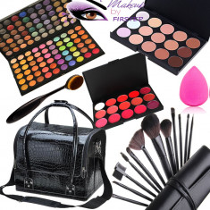 Set kit machiaj trusa profesionala 120 culori Geanta make up ruj fond ten para foto