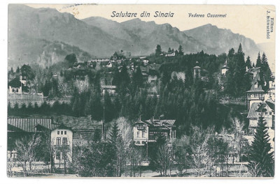 3655 - SINAIA, Prahova, Panorama - old postcard - used - 1908 foto