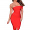 BAN409-3 Rochie bandage, de cocktail, pe un umar