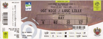 Bilet meci fotbal OGC NICE - LOSC LILLE 27.08.2016 foto