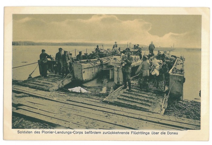 412 - Military, Ship and Danube - old postcard - unused