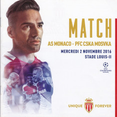 Program meci fotbal AS MONACO - CSKA MOSCOVA 02.11.2016 (Champions League)