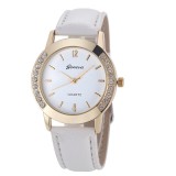 Ceas GENEVA LUXURY - Foarte Fashion , Dama , Piele, Quartz NOU - Model Alb, Analog, Casual