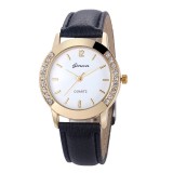 Ceas GENEVA LUXURY - Foarte Fashion , Dama , Piele, Quartz NOU - Negru, Analog, Casual