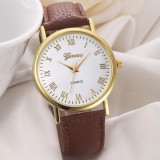 Ceas Dama GENEVA Fashion - Casual , Analog , Quartz, - Curea Maro, Piele ecologica