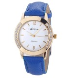 Ceas GENEVA LUXURY - Foarte Fashion , Dama , Piele, Quartz NOU - Albastru, Analog, Casual