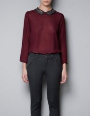 Camasa top ZARA casual office burgundy bordeaux mas M noua foto