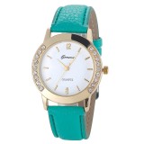Ceas GENEVA LUXURY -Fashion , Dama , Piele, Quartz NOU - Model Verde, Analog, Casual