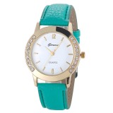 Ceas GENEVA LUXURY -Fashion , Dama , Piele, Quartz NOU - Model Verde, Analog, Casual