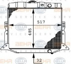 Radiator, racire motor MERCEDES-BENZ LP LP 608, LPL 608 - HELLA 8MK 376 709-071 foto