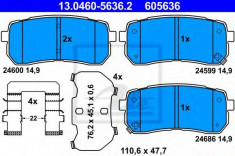 placute frana HYUNDAI H-1 / GRAND STAREX bus 2.5 CRDI - ATE 13.0460-5636.2 foto