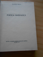 SOLOMON MARCUS--POETICA MATEMATICA - 1970 foto