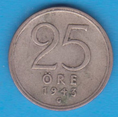 (3) MONEDA DIN ARGINT SUEDIA - 25 ORE 1943, LIT. G foto