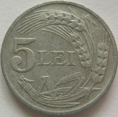Moneda 5 Lei- 1942 zinc - ROMANIA *cod 2537 foto