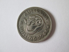 RAR! AUSTRALIA 1 SHILLING ARGINT 1946 foto