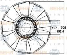 Paleta ventilator, racire motor MAN F 2000 19.233 FC CNG - HELLA 8MV 376 758-561 foto