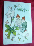 Ilustrata cu Pitici -Copii -God Jul - Craciun Fericit ,semnata A.Ch.Sjoberg 1977, Circulata, Printata