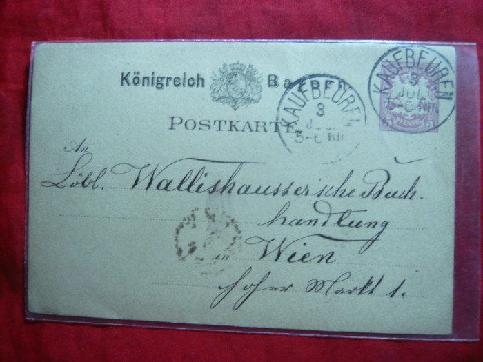 Carte Postala cu marca fixa 5 pf.violet 1882 Bavaria