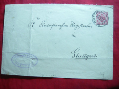 Plic circ. marca fixa 10 pf.rosu Wurtemberg 1902,stamp. Rotweil foto