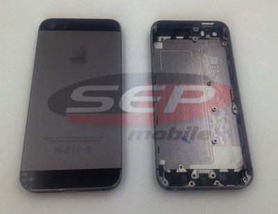 Capac baterie + mijloc + suport sim iPhone 5S BLACK original foto