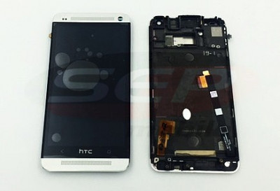 LCD+Touchscreen cu Rama HTC One M7 /802w Silver original foto
