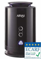 Purificator aer Airvax Marea Britanie - Negru, Telecomanda, Consum 5W/h, Filtru electrostatic, 3 trepte viteza, Pentru 25mp foto