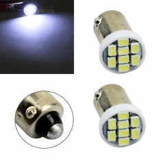 BEC AUTO LED LEDURI POZITIE BA9S BAX9S BAY9S - 8 SMD - POZITII NUMAR ALB foto