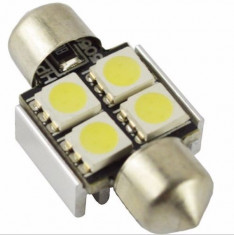 BEC AUTO LED SMD - 4 SMD- CANBUS SOFIT FESTOON C5W 31 mm FARA EROARE NUMAR ALB foto