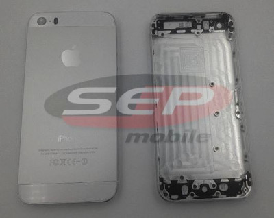 Capac baterie + mijloc + suport sim iPhone 5S WHITE original foto