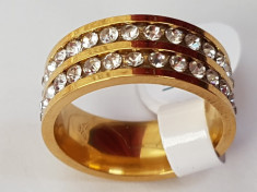 Superb inel - verigheta 9k GOLD FILLED cu zircon cz. Marimea 7 foto