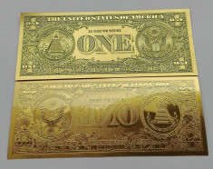 1 DOLLAR S.U.A. - BANCNOTA POLYMER (PLASTIC) AURIT CU AUR 24 K foto