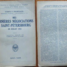 Pourtales , Negocierile recente de la Sankt Petersburg din 1914 , Payot , 1929