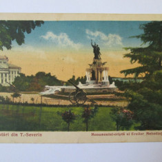 CARTE POSTALA CIRCULATA DR.TURNU SEVERIN,MONUMENTUL EROILOR MEHEDINTENI 1935