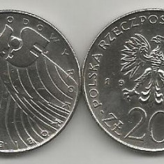 POLONIA 20 ZLOTI 1975 ANUL INTERNATIONAL AL FEMEII [1] XF+++ in cartonas