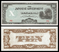 !!! FILIPINE - 10 PESOS (1942) - P 108 b - UNC / OCUPATIA JAPONEZA foto