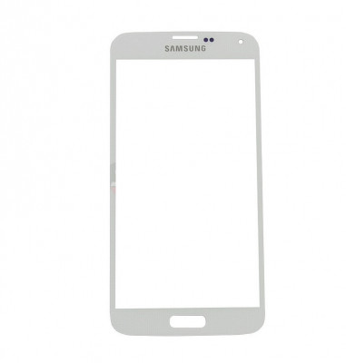 Geam Samsung Galaxy S5 / G900F /S5 Neo WHITE + adeziv special original foto