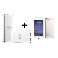 KIT - capac cu incarcare Wireless si baterie externa cu incarcator Wireless, pentru iPhone 6 foto