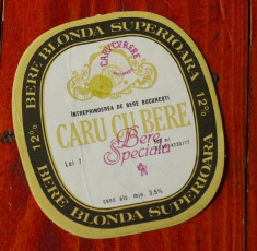 Eticheta de bere / Caru cu bere - perioada comunista ! foto