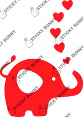 Autocolant sticker decorativ pentru perete, Elefant cu inimioare 30x42 cm foto