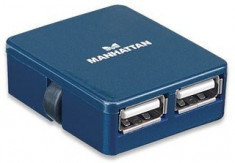 Manhattan Hub USB Manhattan Micro Hub, 4 porturi, Albastru foto