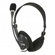 Casti MS Tech LM-105, headset cu microfon, negre foto