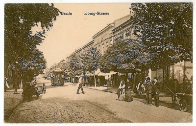 1882 - BRAILA, Regala street, tramway - old postcard, CENSOR - used - 1918 foto