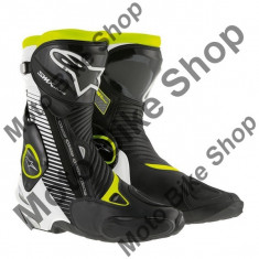 MBS Cizme Alpinestars Racing SMX PLUS, alb/negru-galben fluo, 45, Cod Produs: 222101512545AU foto