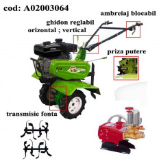 Gardelina Motocultor A02003064, 7 CP, freze, roti cauciuc, pompa presiune, 1000 mm foto