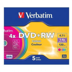 Verbatim DVD+RW Verbatim 4.7GB 4x Color, Carcasa Slim/5 Bucati foto