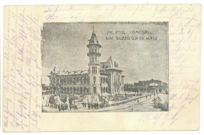 2085 - BUZAU, Palatul Comunal - old postcard, CENSOR - used foto