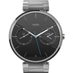 Motorola Smartwatch Moto 360, Ecran Backlit LCD 1.56&amp;quot;, 512MB RAM, 4GB Flash, Rezistent la apa, Metalic Argintiu foto